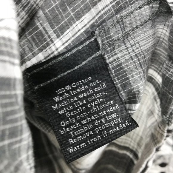 Rock & Republic Mens Shirt 2XL Button Down Gray White Plaid Long Sleeve XXL - Picture 10 of 13